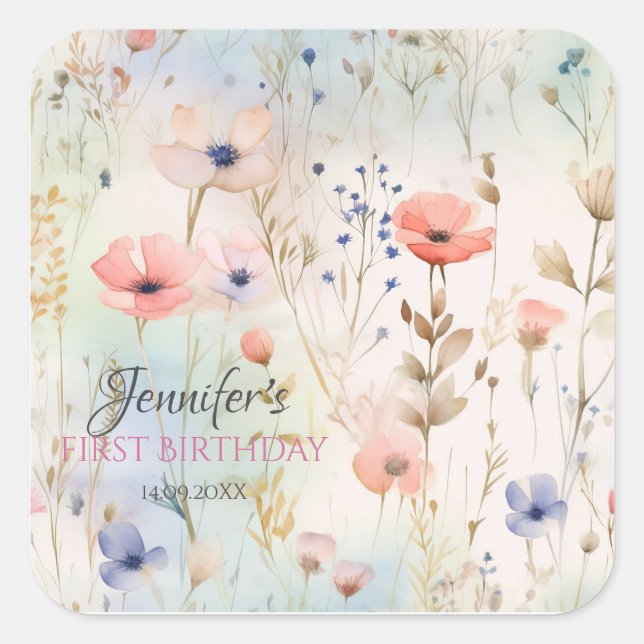 Pegatina Cuadrada Fairy Floral Ticker Perfect Nature Chicas (Anverso)