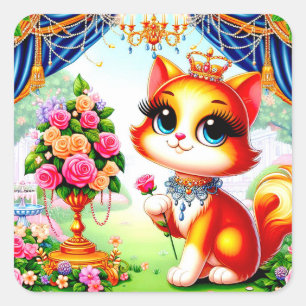 Pegatina Cuadrada Fairytale Feline