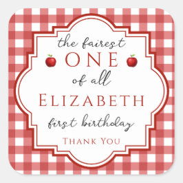 Pegatina Cuadrada Fairytale Princesa Fairest Un Cumpleaños Rojo