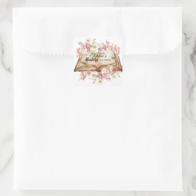 Pegatina Cuadrada Fairytale Royal Baby Shower (Bolso)