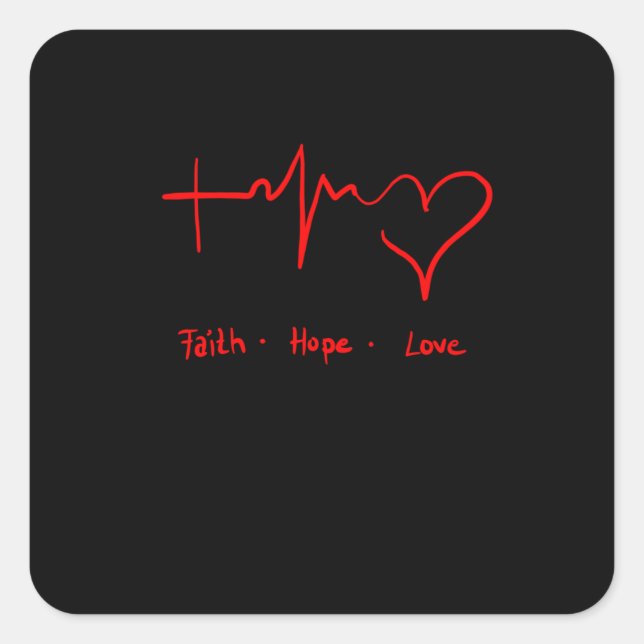 Pegatina Cuadrada Faith Hope Love (Anverso)
