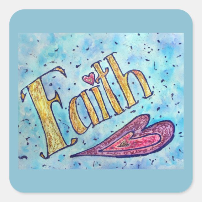 Pegatina Cuadrada Faith Inspirador Word Art Decal Pegatinas (Anverso)