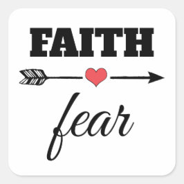 Pegatina Cuadrada Faith over Fear Red Heart Arrow