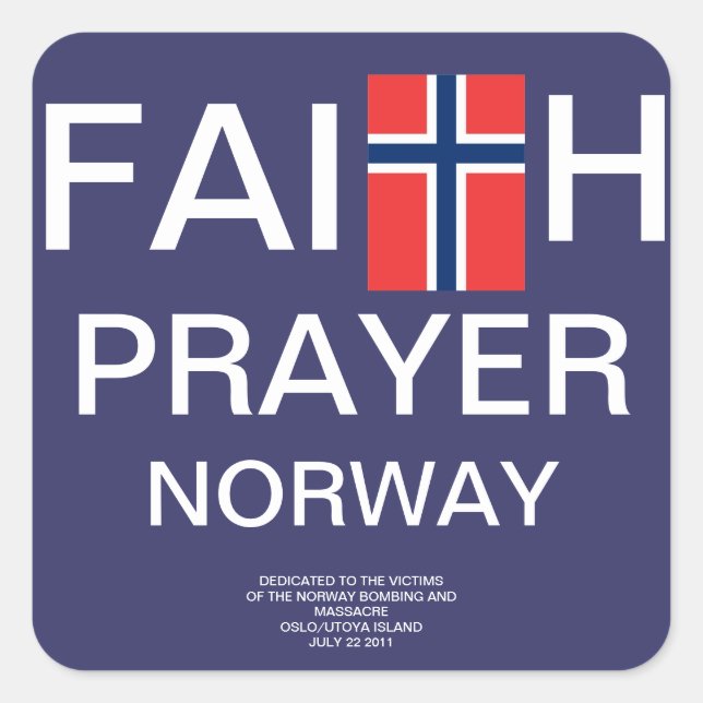 PEGATINA CUADRADA FAITH PRAYER NORWAY (Anverso)