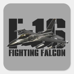 Pegatina Cuadrada Falcon de combate F-16
