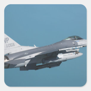 Pegatina Cuadrada Falcon de combate F-16 en vuelo