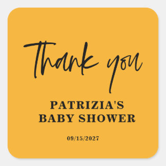 Pegatina Cuadrada Fall in Love Orange Baby Shower