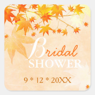 Pegatina Cuadrada Fall Maple Elegance Bridal Shower