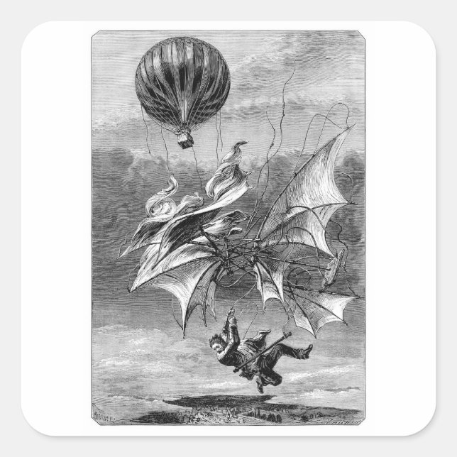 Pegatina Cuadrada Fall of the Flying Man (Anverso)
