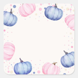 Pegatina Cuadrada Fall Pumpkin Gender Reveal Stickers Pink Blue