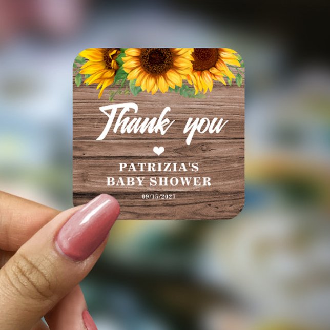 Pegatina Cuadrada Fall Sunflower | BABY SHOWER (Subido por el creador)