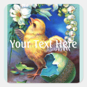 Pegatina Cuadrada Falln A Happy Easter Chick