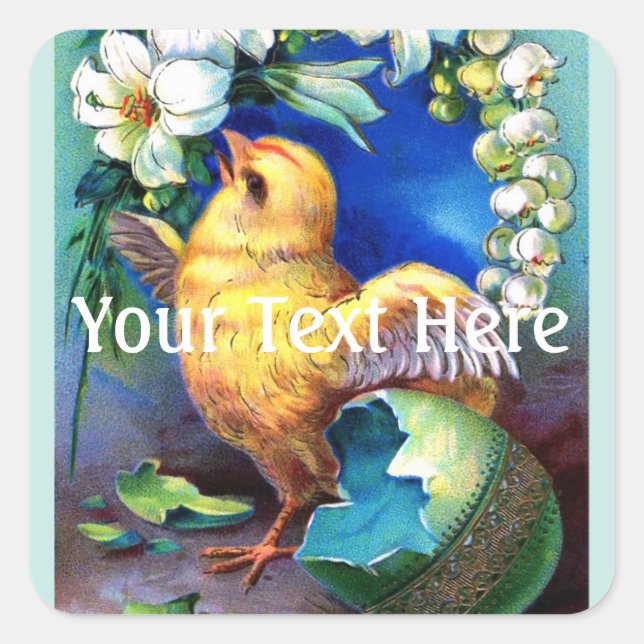 Pegatina Cuadrada Falln A Happy Easter Chick (Anverso)