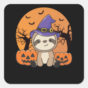 Pegatina Cuadrada Fallo Lemas de calabaza para brujas Feliz Hallowee