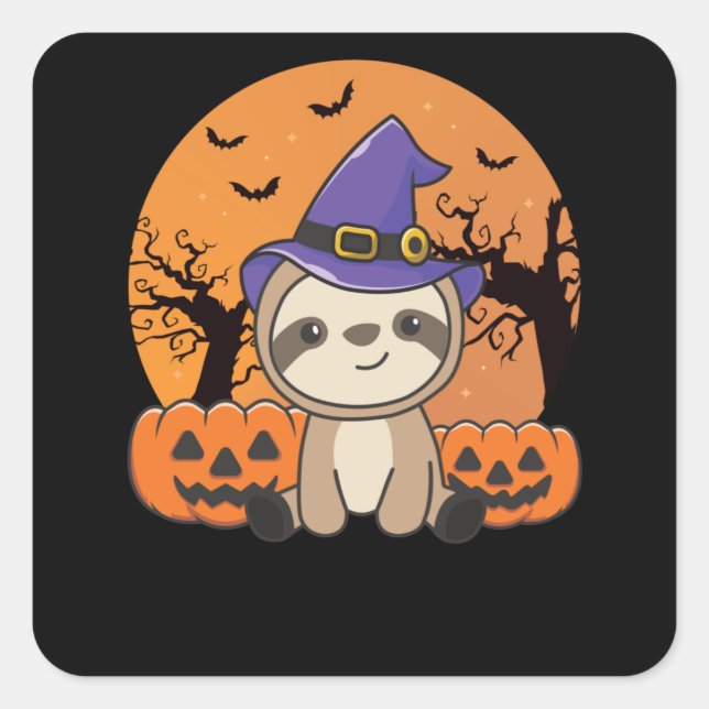 Pegatina Cuadrada Fallo Lemas de calabaza para brujas Feliz Hallowee (Anverso)