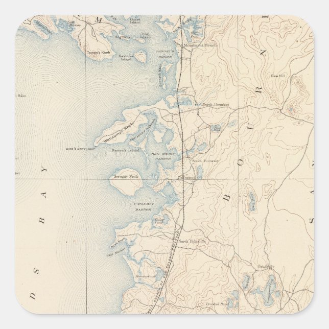 Pegatina Cuadrada Falmouth, Massachusetts (Anverso)