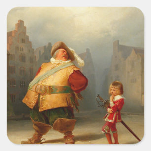 Pegatina Cuadrada Falstaff and Boy de Shakespeare