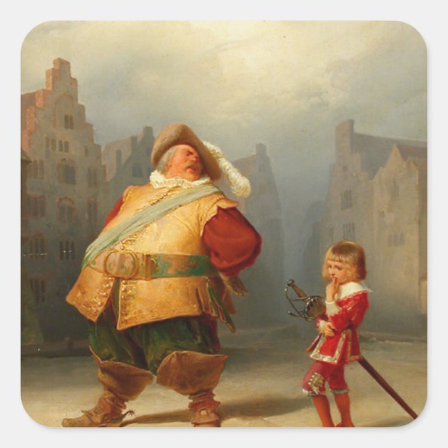 Pegatina Cuadrada Falstaff and Boy de Shakespeare (Anverso)