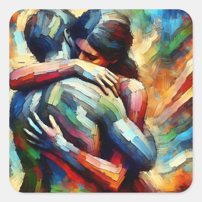 Pegatina Cuadrada Falta | El abrazo de Lover (Anverso)