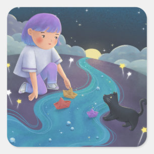 Pegatina Cuadrada Falta tu arte de Ilustracion