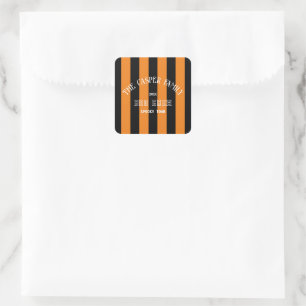 Pegatina Cuadrada Familia Boo Crew Naranja Black Stripe Halloween