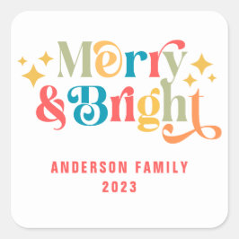 Pegatina Cuadrada Familia colorida mora y brillante