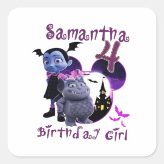 Pegatina Cuadrada Familia Cumpleaños