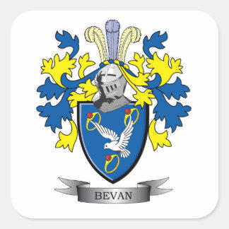 Pegatina Cuadrada Familia de Bevan Escudo de Armas