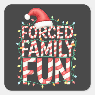 Pegatina Cuadrada Familia forzada divertida diversión divertida fami