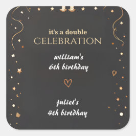 Pegatina Cuadrada familia Parentesco Negro simple moderno Cumpleaños