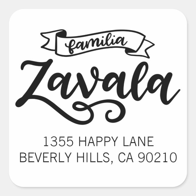 Pegatina Cuadrada Familia Zavala, (Anverso)