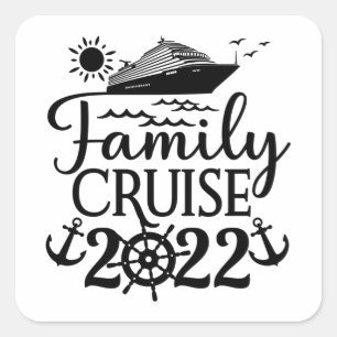 Pegatina Cuadrada Family Cruise 2022 Vacation Matching Family Trip