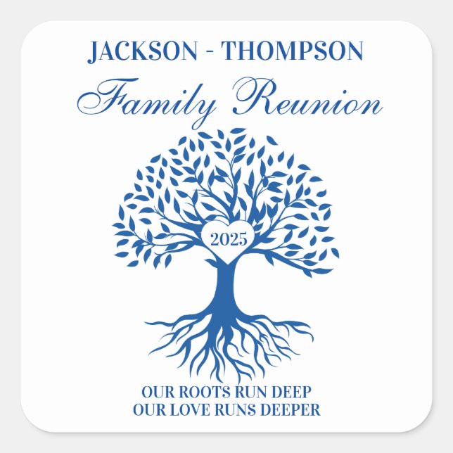 Pegatina Cuadrada Family reunion tree (Anverso)