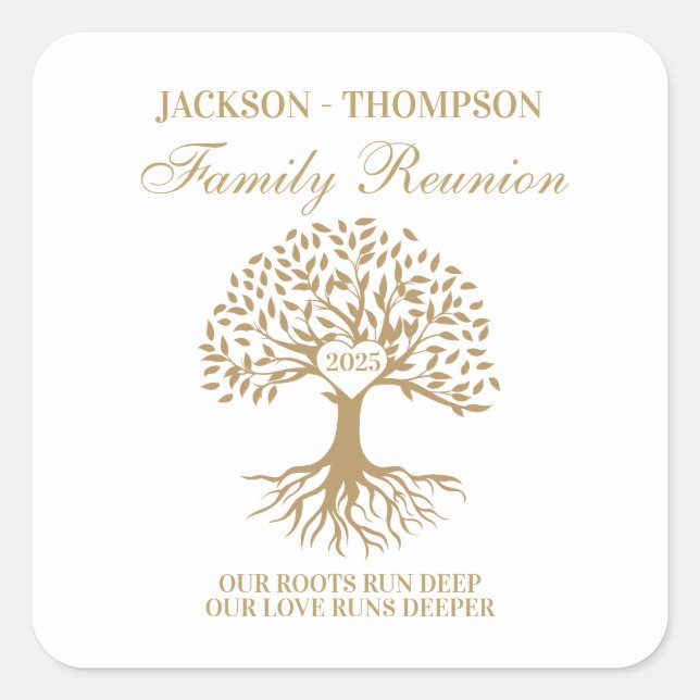 Pegatina Cuadrada Family reunion tree white (Anverso)