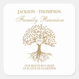 Pegatina Cuadrada Family reunion tree white