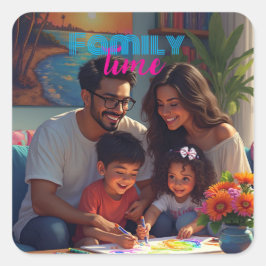 Pegatina Cuadrada Family Time