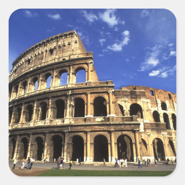 Pegatina Cuadrada Famosas ruinas del Coliseo en Roma Italia (Anverso)