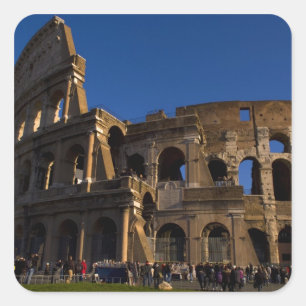 Pegatina Cuadrada Famoso Coliseo en Roma Italia Punto de Referencia