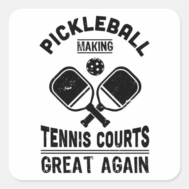 Pegatina Cuadrada Famoso Pickleball Gran Regalo Otra Vez Dink (Anverso)