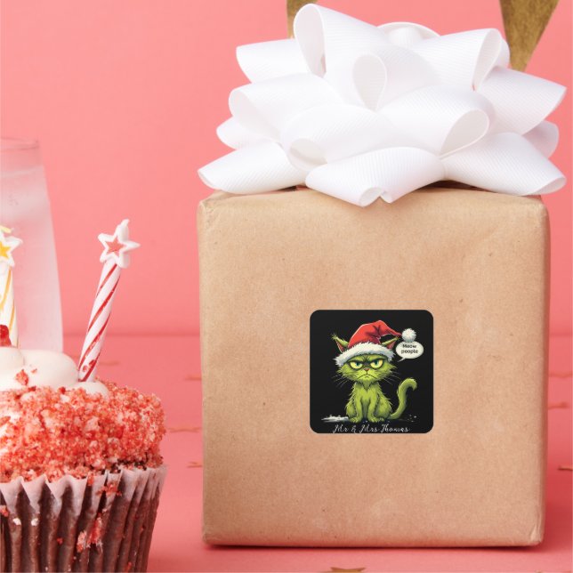 Pegatina Cuadrada Famosos Navidades "Ew People" Meowy Cat Amantes (Fiesta)