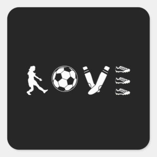 Pegatina Cuadrada Fan de deporte jugador de fútbol idea divertida de