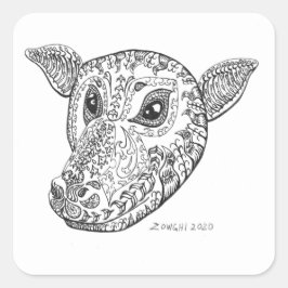 Pegatina Cuadrada Fancy Bat - P. conspircillatus Portrait