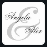 Pegatina Cuadrada Fancy Calligraphy Ampersand Couple<br><div class="desc">Se pueden personalizar los colores y tamaños de las fuentes según sea necesario en el diseño de la caligrafía de diseño de la tipografía y la novia del novio. Crea tu propio boda con sellos o favorece a los pegatinas. Puede cambiar el tamaño de la fuente para nombres más largos....</div>