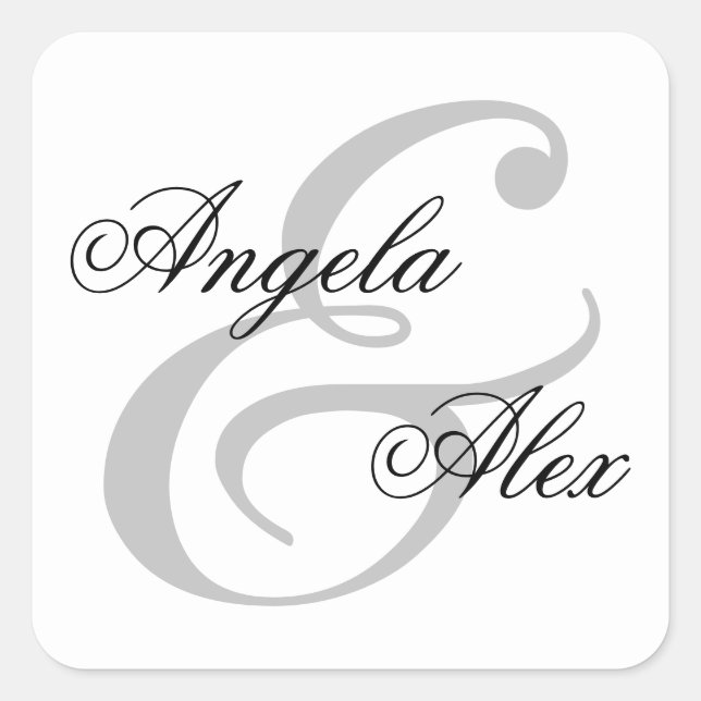 Pegatina Cuadrada Fancy Calligraphy Ampersand Pareja (Anverso)
