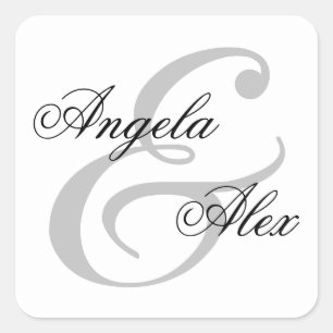 Pegatina Cuadrada Fancy Calligraphy Ampersand Pareja