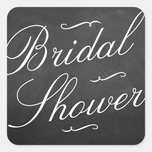 Pegatina Cuadrada Fancy Chalkboard Bridal Shower Pegatinas (Anverso)