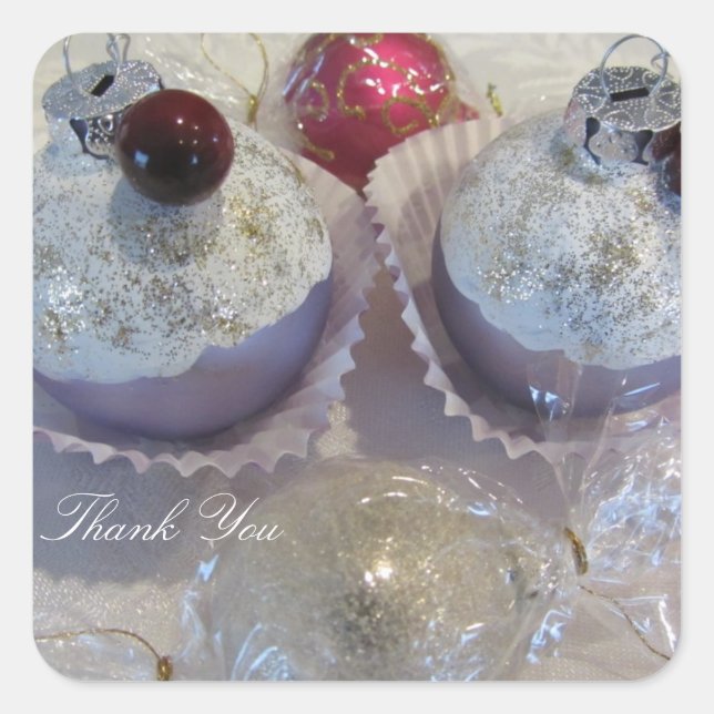 Pegatina Cuadrada Fancy Cupcake Gracias (Anverso)