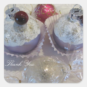 Pegatina Cuadrada Fancy Cupcake Gracias