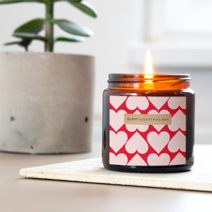 Pegatina Cuadrada Fancy Red & Pink Heart Pattern Valentines Square S