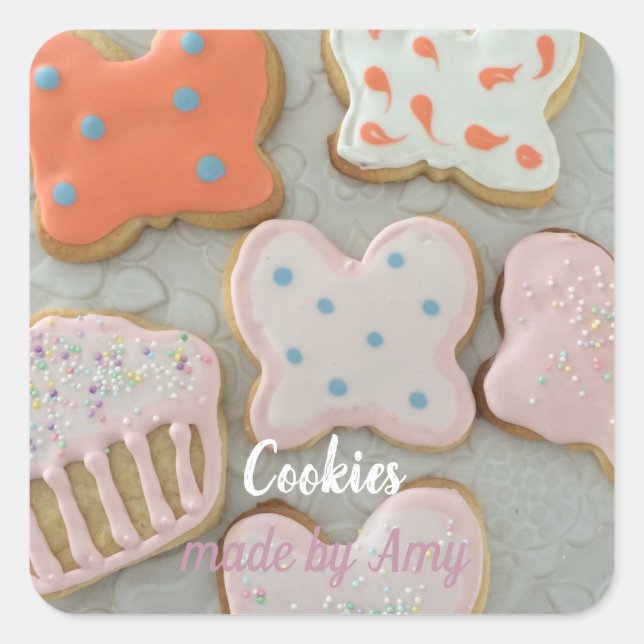Pegatina Cuadrada Fancy Sugar Cookies (Anverso)